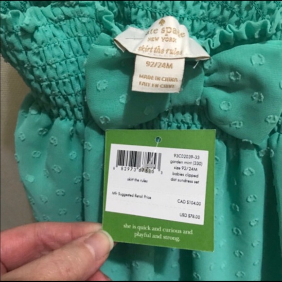 NWT Kate Spade Teal Girl’s bow sundress di… - Picture 3 of 5